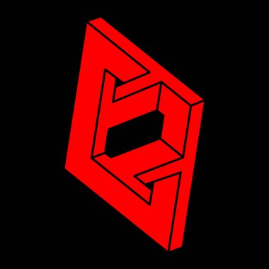 İmkansız şekil, optik illüzyon, vektör. Optik sanat objeleri. Logo. Geometrik şekil. 