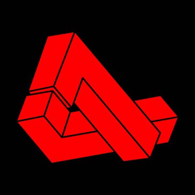 İmkânsız optik illüzyon şekilleri. Logo. Optik sanat objeleri. İmkansız rakamlar. Çizgi çalışması. Gerçekdışı geometrik nesne. 