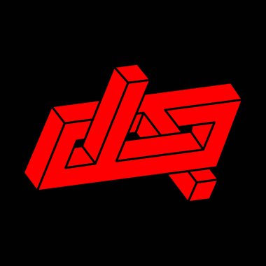 İmkânsız optik illüzyon şekilleri. Optik sanat objeleri. İmkansız rakamlar. Escher tarzı. Geometri logosu. 