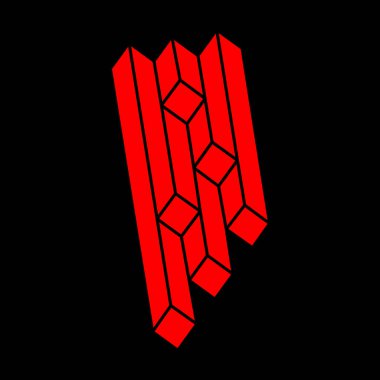 İllüzyon şekilleri. 3 boyutlu geometri logosu. Optik illüzyon figürleri. Kutsal geometri nesneleri.