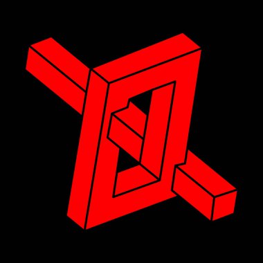 Logo. İmkansız şekiller, optik yanılsama, vektör. Optik sanat objeleri. Geometrik şekiller. Satır sanatı. 