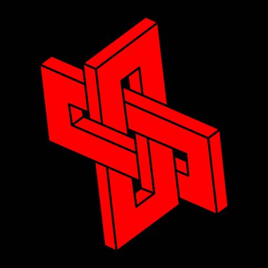 İllüzyon şekilleri. Üç boyutlu geometri objeleri. Optik illüzyon figürü. Kutsal geometri logosu. 