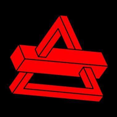 İmkânsız optik illüzyon şekilleri. Logo. Optik sanat objeleri. İmkansız rakamlar. Çizgi çalışması. Gerçekdışı geometrik nesne. 