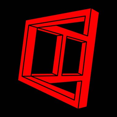 Optik illüzyon şekilleri. Optik sanat objeleri. İmkansız rakamlar. Escher tarzı. Geometri logosu. 