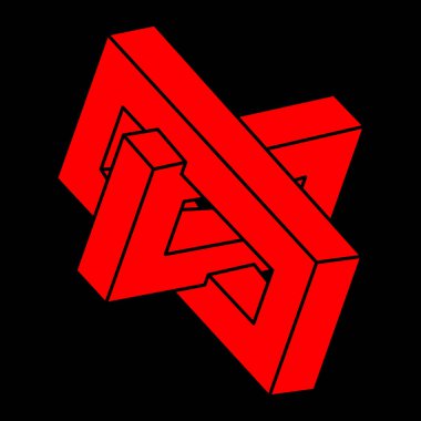 İllüzyon şekilleri. 3 boyutlu geometri logosu. Optik illüzyon figürleri. Kutsal geometri. 