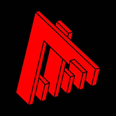 İmkansız bir şekil. Kutsal geometri figürleri. Optik yanılsama. Soyut sonsuz geometrik nesneler. İmkansız sonsuz özet. Optik sanat. Siyah arka planda imkansız geometri şekli. Escher tarzı.