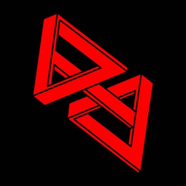 İllüzyon şekilleri. Üç boyutlu geometri. Optik illüzyon figürü. Kutsal geometri logosu. 