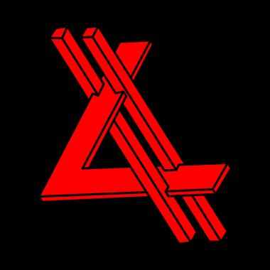 İmkansız şekiller, optik yanılsama figürü, vektör. Escher paradoksu. Optik sanat objeleri. Geometri logosu. 