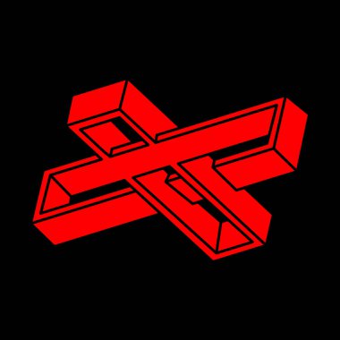 İmkânsız optik illüzyon şekilleri. Optik sanat objeleri. İmkansız rakamlar. Kutsal geometri logosu. İşlem sanatı. 