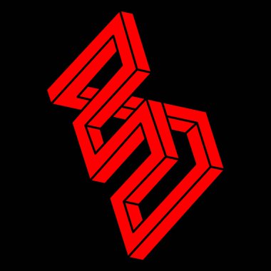 İmkânsız optik illüzyon şekilleri. Logo. Optik sanat objesi. İmkansız rakamlar. Çizgi çalışması. Gerçekdışı geometrik nesneler. 
