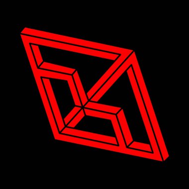 İmkânsız optik illüzyon şekilleri. Optik sanat objeleri. İmkansız rakamlar. Gerçekdışı geometrik nesne. Logo. 