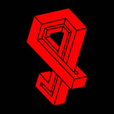 İmkansız şekiller. Kutsal geometri figürü. Optik yanılsama. Soyut sonsuz geometrik nesneler. İmkansız sonsuz özet. Optik sanat. Siyah arka planda imkansız geometri şekli. Escher tarzı.