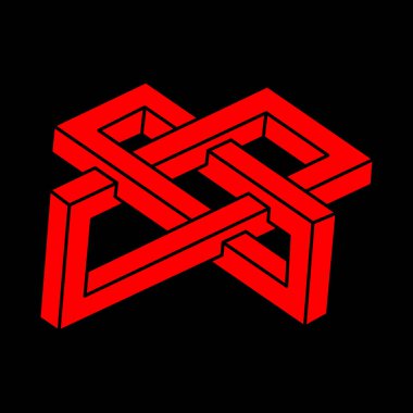 İmkânsız optik illüzyon şekilleri. Op sanat objeleri. İmkansız rakamlar. Çizgi çalışması. Geometri logosu. 