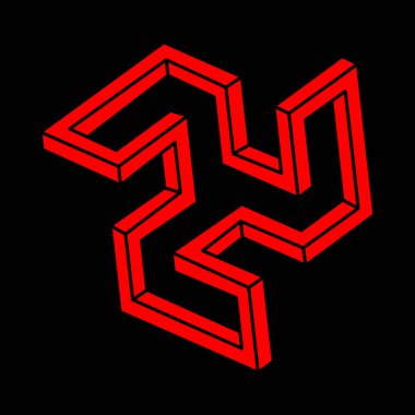 İllüzyon şekilleri. Üç boyutlu geometri. Optik illüzyon figürü. Kutsal geometri objesi. Logo. 