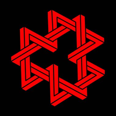 İllüzyon şekilleri. 3 boyutlu geometri objesi. Optik illüzyon figürü. Kutsal geometri. Logo. 