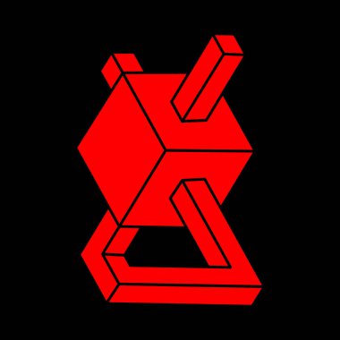 İmkansız şekiller. Kutsal geometri figürleri. Optik yanılsama. Soyut sonsuz geometrik nesneler. İmkansız sonsuz özet. Çizgi çalışması. Optik sanat. Siyah bir arkaplanda imkansız geometri şekli.