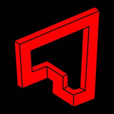 İmkansız şekiller, optik yanılsama, vektör. Optik sanat objeleri. Geometrik şekil. 