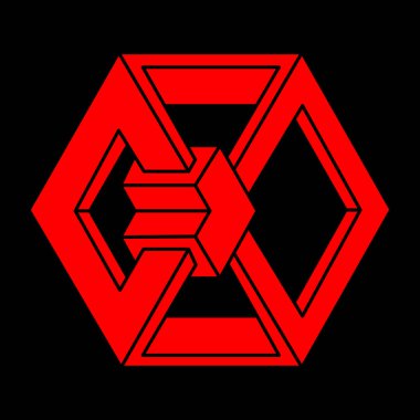 İmkânsız optik illüzyon şekilleri. Logo. Optik sanat objeleri. İmkansız rakamlar. Çizgi çalışması. Gerçekdışı geometrik nesneler.