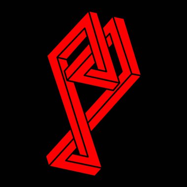 Optik illüzyon şekilleri. Optik sanat objeleri. İmkansız rakamlar. Escher tarzı logo. Geometri. 