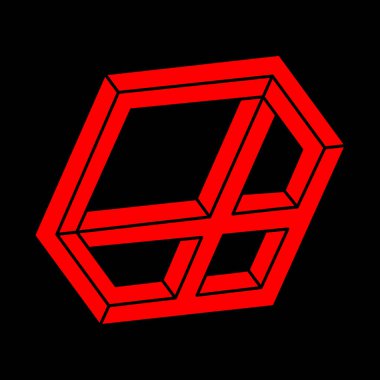 İllüzyon şekilleri. Üç boyutlu geometri. Optik illüzyon figürü. Kutsal geometri. 