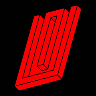 İmkânsız optik illüzyon şekilleri. Optik sanat objesi. İmkansız rakamlar. Escher tarzı. Geometri logosu. 