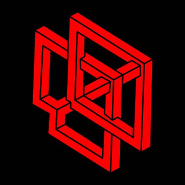 İmkânsız optik illüzyon şekilleri. Optik sanat objesi. Kutsal geometri logosu. İmkansız rakamlar. Satır sanatı. 