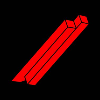 İmkansız şekiller. Kutsal geometri logosu. Optik yanılsama. Soyut sonsuz geometrik nesneler. Optik sanat. Siyah arka planda imkansız geometri sembolü. Çizgi çalışması. Escher tarzı.