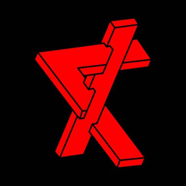 Logo. İmkansız şekiller, optik yanılsama, vektör. Optik sanat objesi. Geometrik şekil. Satır sanatı. 