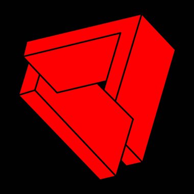 İmkansız şekiller, optik illüzyon logosu, vektör. Optik sanat objeleri. Geometrik şekiller. 