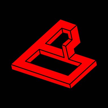 İmkansız bir şekil. Logo. Kutsal geometri figürü. Optik yanılsama. Soyut sonsuz geometrik nesne. İmkansız sonsuz özet. Çizgi çalışması. Optik sanat. Siyah bir arkaplanda imkansız geometri şekli.