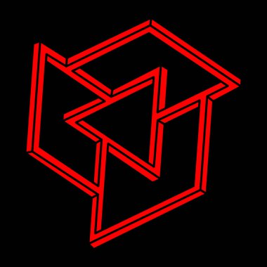 İllüzyon şekilleri. 3 boyutlu geometri objesi. Optik illüzyon figürleri. Kutsal geometri logosu. 