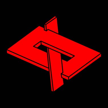 İmkansız şekiller. Optik yanılsama. Kutsal geometri figürü. Soyut sonsuz geometrik nesneler. İmkansız sonsuz özet. Optik sanat. Siyah arka planda imkansız geometri şekli. Logo.