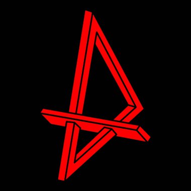 İmkansız şekiller. Logo. Kutsal geometri figürleri. Optik yanılsama. Soyut sonsuz geometrik nesneler. İmkansız sonsuz özet. Optik sanat. Siyah bir arkaplanda imkansız geometri şekli.