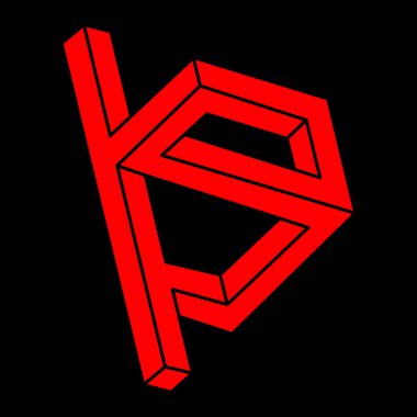 İmkansız şekiller. Kutsal geometri figürleri. Optik illüzyon logosu. Soyut sonsuz geometrik nesne. İmkansız sonsuz özet. Operasyon sanatı. Siyah arka planda imkansız geometri şekli. Escher tarzı.