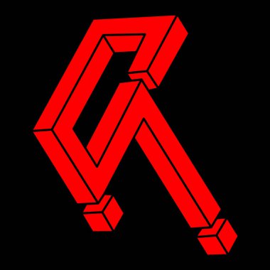 İmkansız şekiller, optik yanılsama, vektör. Optik sanat objesi. Logo. Geometrik şekil. 