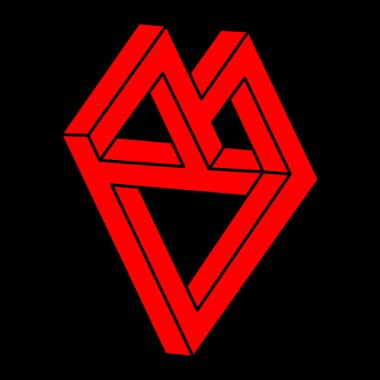 İllüzyon şekilleri. Üç boyutlu geometri. Optik illüzyon figürü. Kutsal geometri logosu. 