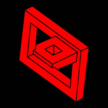 Logo. İmkansız şekiller, optik yanılsama, vektör. Optik sanat objeleri. Geometrik şekil. Satır sanatı. 