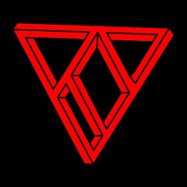 İmkansız şekiller. Kutsal geometri figürleri. Optik yanılsama. Soyut sonsuz geometrik nesneler. İmkansız sonsuz özet. Çizgi çalışması. Optik sanat. Siyah bir arkaplanda imkansız geometri şekli.