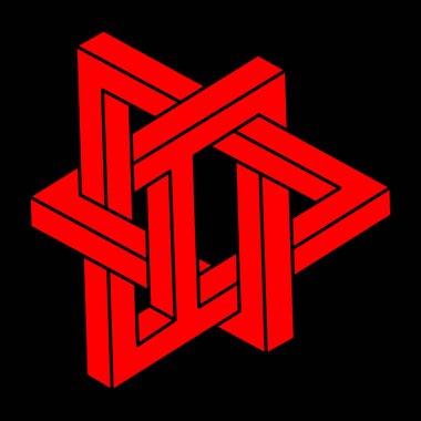 İmkânsız optik illüzyon şekilleri. Logo. Optik sanat objeleri. İmkansız rakamlar. Çizgi çalışması. Gerçekdışı geometrik nesne. 