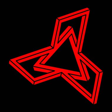 Logo. İmkansız şekiller, optik yanılsama, vektör. Optik sanat objeleri. Geometrik şekil. Satır sanatı.