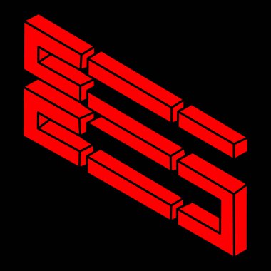 İmkansız şekiller, optik illüzyon logosu, vektör. Optik sanat objesi. Geometrik şekil. 
