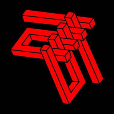 İmkansız şekiller, optik yanılsama, vektör. Optik sanat objeleri. Logo. Geometrik şekil.