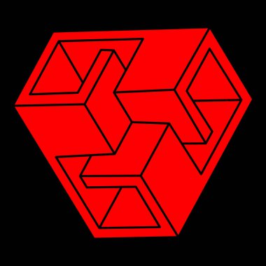 İllüzyon şekilleri. Üç boyutlu geometri. Optik illüzyon figürleri. Kutsal geometri. Logo. 