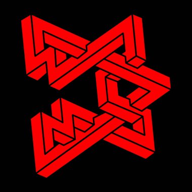 İllüzyon şekli. 3 boyutlu geometri objesi. Optik illüzyon figürü. Kutsal geometri logosu. 