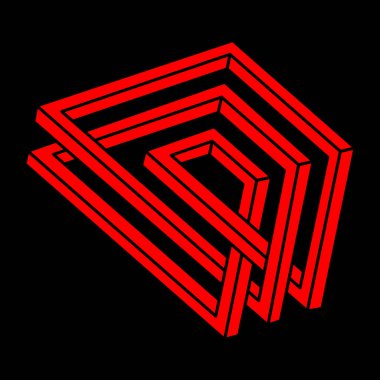 İmkânsız optik illüzyon şekilleri. Logo. Optik sanat objeleri. İmkansız rakamlar. Çizgi çalışması. Gerçekdışı geometrik nesne. 