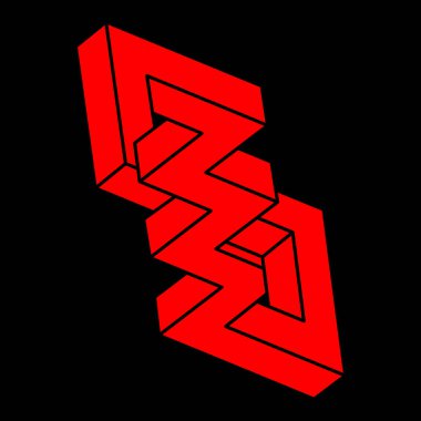 İllüzyon şekilleri. Üç boyutlu geometri. Optik illüzyon figürleri. Kutsal geometri. Logo. 