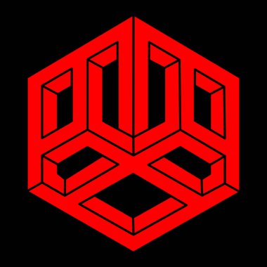 İmkansız şekil, optik illüzyon, vektör. Optik sanat objeleri. Logo. Geometrik şekiller. 