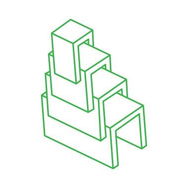 İmkânsız optik illüzyon şekli. Optik sanat yeşil nesneleri. İmkansız rakamlar. Logo. Kutsal geometri. 