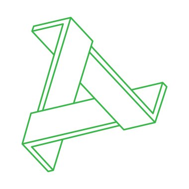 İmkânsız optik illüzyon şekilleri. Logo. Optik sanat objeleri. İmkansız rakamlar. Çizgi çalışması. Gerçekdışı geometrik nesne. Escher tarzı. 