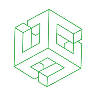 İllüzyon şekli. Üç boyutlu geometri. Optik illüzyon figürleri. Kutsal geometri. Logo. 